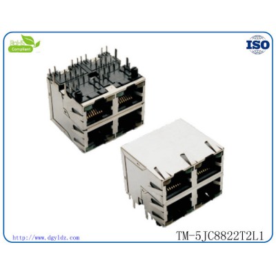 供應專業制造8P8C四口屏蔽帶LED RJ4